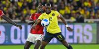 Equador e Colômbia se enfrentaram em Quito, mas ficaram no empate sem gols –  Foto: Rodrigo Buendia/AFP via Getty Images / Jogada10