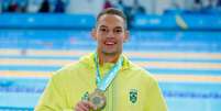 Guilherme Caribé leva o ouro nos 100m livre em Santiago  Foto: Satiro Sodré/CBDA