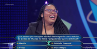 Participante perde R$ 1 milh&atilde;o depois de errar pergunta sobre Vingadores no Doming&atilde;o do Huck  Foto: Reprodu&ccedil;&atilde;o/TV Globo