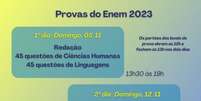 Quadro informativo sobre as provas do Enem 2023  Foto: Brasil Escola