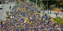Torcida do Boca Juniors chegando no Maracan&atilde; Daniel Ramalho/AFP via Getty Images  Foto: Esporte News Mundo