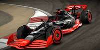 Projeção da marca da Audi em um F1. Ainda não será em 2024 Foto: Audi MediaCenter