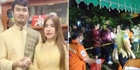 Chaturong Suksuk,de 29 anos, matou a esposa Kanchana Pachunthuek, de 44, durante festa de casamento na Tailândia  Foto: Reprodução/Montagem