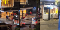 Segundo a PM, os policiais fizeram a proteção das pessoas que estavam em um hotel ao lado  Foto: Reprodução/ X
