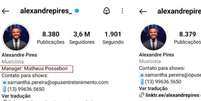 Alexandre Pires apaga nome de Matheus Possebon  Foto: Instagram/@alexandrepires_ / Estadão