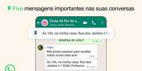 WhatsApp vai permitir que uma mensagem seja fixada por at&eacute; 30 dias  Foto: WhatsApp/Divulga&ccedil;&atilde;o / Estad&atilde;o