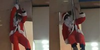 Papai Noel 'aventureiro' fica preso pela barba em rapel durante evento em MG  Foto: Reprodução/Redes Sociais