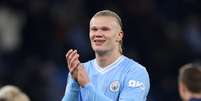 Atacante Erling Haaland em ação pelo Manchester City -   Foto: Catherine Ivill/Getty Images / Esporte News Mundo