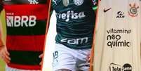 Fotos: Arte Jogada10 - Legenda: Camisas de Flamengo, Palmeiras e Corinthians da temporada de 2023  Foto: Jogada10