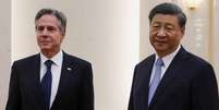 O secret&aacute;rio de Estado dos EUA, Antony Blinken, fotografado com o presidente da China, Xi Jinping, em junho de 2023  Foto: Getty Images / BBC News Brasil