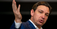 Ron DeSantis apareceu distante de Trump na disputa em Iowa  Foto: GETTY IMAGES / BBC News Brasil