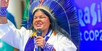 A ministra dos Povos Indígenas, Sonia Guajajara, passou mal e será internada em São Paulo  Foto: Estevam Rafael / Agência Brasil / Estadão