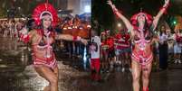 Viviane samba debaixo de chuva em ensaio  Foto: Anderson Borde / AgNews