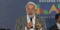 Presidente Lula discursa em evento em Santos na semana passada  Foto: Taba Benedicto/Estadão / Estadão