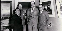 Da esquerda para a direita: Cândido Portinari, Antônio Bento, Mário de Andrade e Rodrigo Melo Franco no Palace Hotel, Rio de Janeiro em 1936  Foto: Wikimedia Commons