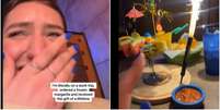 Mulher viraliza ao mostrar reação com bebida decorada com fogos Foto: Reprdução/Tiktok