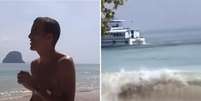 Julian Hadden filmou o momento em que o mar apresenta um comportamento incomum, pouco antes do tsunami invadir a região Foto: Reprodução/Youtube