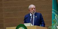 Presidente Luiz Inácio Lula da Silva discursa na 37ª Cúpula de Chefes de Estado e Governo da União Africana, em Adis Abeba, na Etiópia  Foto: Reuters