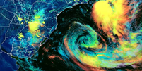 Imagem de satélite de um ciclone tropical em formação.   Foto: Foto: reprodução Metsul 