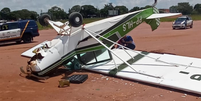 Durante o voo, a aeronave “pilonou”, que é quando a hélice toca no solo e vira.   Foto: Reprodução/Grupo Rio Claro SP