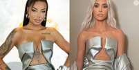 Quem vestiu melhor? Ludmilla repete look futurista de R$ 11 mil já usado por Kim Kardashian no Prêmio Lo Nuestro.  Foto: Instagram, Ludmilla / Purepeople