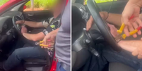 Atirador esportivo é encontrado amarrado ao carro e afirma que teve armas roubadas  Foto: Reprodução/TV Anhanguera