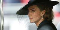 Kate Middleton durante o funeral da Rainha Elizabeth II  Foto: Tom Jenkins - WPA Pool/Getty Images