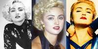 Madonna, é você? Não, as fotos são da atriz Regina Restelli na fase em que fez trabalhos com visual da cantora  Foto: Reproduções / Divulgação TV Globo