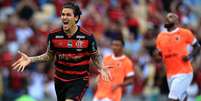 Pedro comemora um dos gols do Flamengo contra o Nova Iguaçu  Foto: Buda Mendes/Getty Images