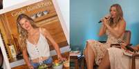 Gisele Bündchen no lançamento de seu livro "Nutrir: receitas simples para corpo e alma"  Foto: @gisele e @renata.magalhaes_ Via Instagram / Estadão