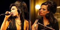 Amy Winehouse (à esquerda) durante uma apresentação em 2008; na foto ao lado, a atriz Marisa Abela interpretando a cantora no filme Foto: PA MEDIA/STUDIO CANAL / BBC News Brasil