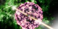 Ilustração da explosão cósmica mais brilhante de todos os tempos Foto: AARON M. GELLER / BBC News Brasil