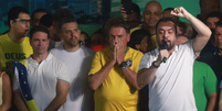 Bolsonaro, Castro e Ramagem estiveram juntos publicamente no último dia 16, na pré-candidatura do deputado à Prefeitura do Rio de Janeiro  Foto: Pedro Kirilos/Estadão