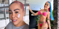 A influenciadora Yina Calderón publicou vídeos nas redes sociais em que aparece retirando tatuagens de seu rosto  Foto: Reprodução / Redes Sociais / @yinacalderonoficial / Reprodução / Redes Sociais / @yinacalderonoficial