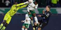 Momento do gol marcado por Endrick no fim do primeiro tempo contra o Independiente del Valle Foto: Cesar Greco/Palmeiras. / Esporte News Mundo