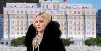 Madonna e seus filhos estão na suíte no último andar do Copacabana Palace, com vista total da praia e do mar  Foto: Fotomontagem: Blog Sala de TV