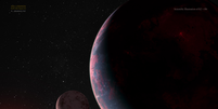 Representação do exoplaneta K2-18 b, que é como um irmão gêmeo da Terra  (Imagem: Reprodução/Ahmad Jabakenji/NASA, ESA, CSA, JWST) Foto: Canaltech