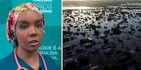 Thelma Assis, campeã do BBB20, relata caos causado pelas enchentes no RS: 'Fiquei em choque'  Foto: Montagem/Reprodução e Reuters