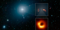 Gal&aacute;xia M87 e seu buraco negro M87* (Imagem: Reprodu&ccedil;&atilde;o/NASA, JPL-Caltech, Event Horizon Telescope Collaboration)  Foto: Canaltech
