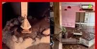 Jovem encontra imagem de Nossa Senhora 'intacta' em padaria após enchente no RS  Foto: Reprodução