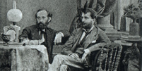 Os fotógrafos Alberto Henschel (à direita) e Constantino Barza, em 1870  Foto: Wikimedia Commons