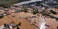 Estado da inundação em Eldorado do Sul em 9 de maio  Foto: Getty Images / BBC News Brasil