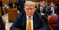 Trump durante o julgamento  Foto: Michael M. Santiago/Getty Images / BBC News Brasil