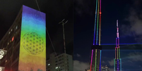 Projeções em homenagem à comunidade LGBTQIA+ na esquina da Paulista com a Consolaçã  Foto: Reprodução/Instagram