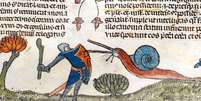 Por que tantos cavaleiros enfrentavam caracóis nos manuscritos medievais? Foto: The British Library / BBC News Brasil