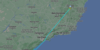 Avião saiu de Governador Valadares (MG) com destino a Florianópolis (SC)  Foto: Reprodução/FlightRadar24