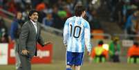 Lionel Messi foi treinado por Diego Maradona na Copa do Mundo de 2010 Foto: Richard Heathcote