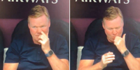 Ronald Koeman é flagrando comendo catarro durante jogo da Eurocopa  Foto: Reprodução/Redes Sociais