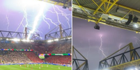 Tempestade com granizo e raios suspende jogo entre Alemanha e Dinamarca   Foto: Reprodução/Redes Sociais 