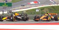 Max Verstappen e Lando Norris no GP da Áustria logo após o toque nestre os dois Foto: F1 / X